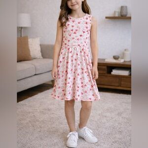 Refill Girl’s Pink Heart Print Sleeveless Dress Glitter Size 10
